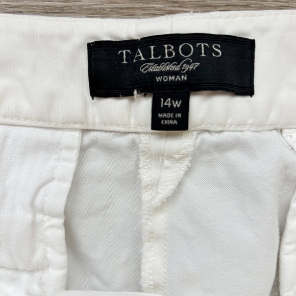 Talbots White Straight Cropped Pants With White Embroidered Flowers Women’s 14W - Picture 8 of 10